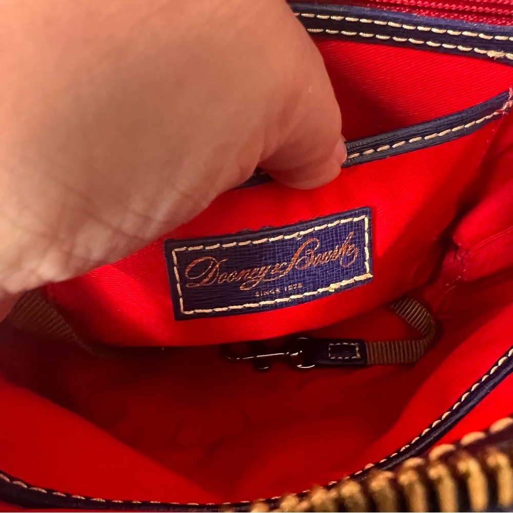 Dooney & Bourke Hydrangea Monogram Bitsy Bag in white and marine blue - Picture 12 of 17